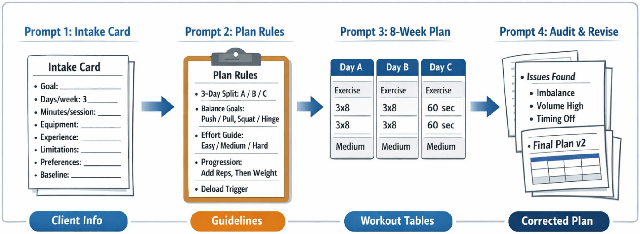 Four-step chain prompting diagram